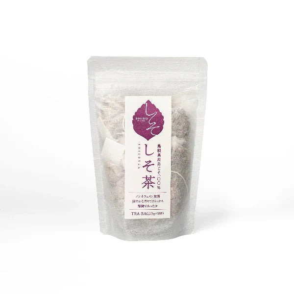 Packaged tea with a purple label on a white background