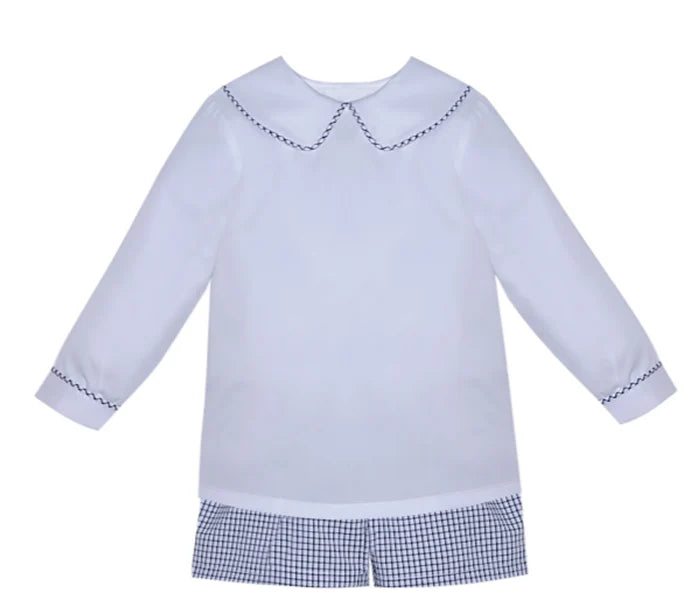 RN Madison Boy L/S Short Set-Navy Square