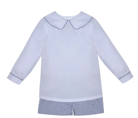 RN Madison Boy L/S Short Set-Navy Square