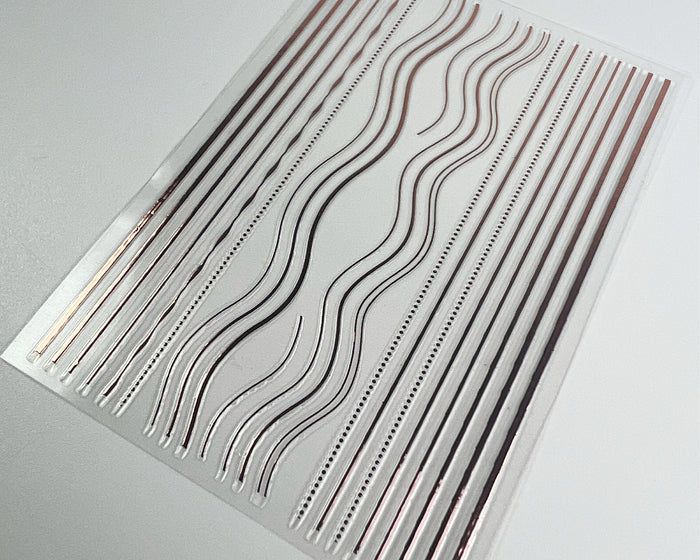 Rose Gold Stripes + Waves Nail Art Decals