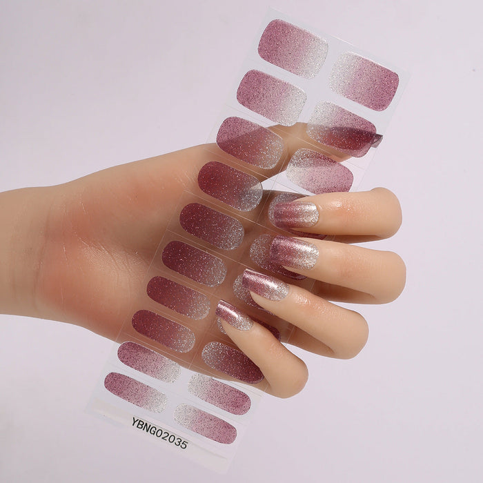 Rose Pink to Silver Ombre Glitter Gel Nail Stickers