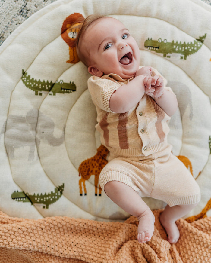 Safari Animal Friends - Organic Cotton Knit Baby Padded Playmat