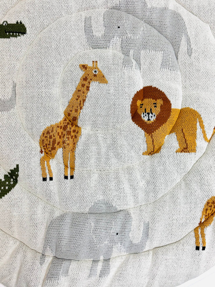 Safari Animal Friends - Organic Cotton Knit Baby Padded Playmat