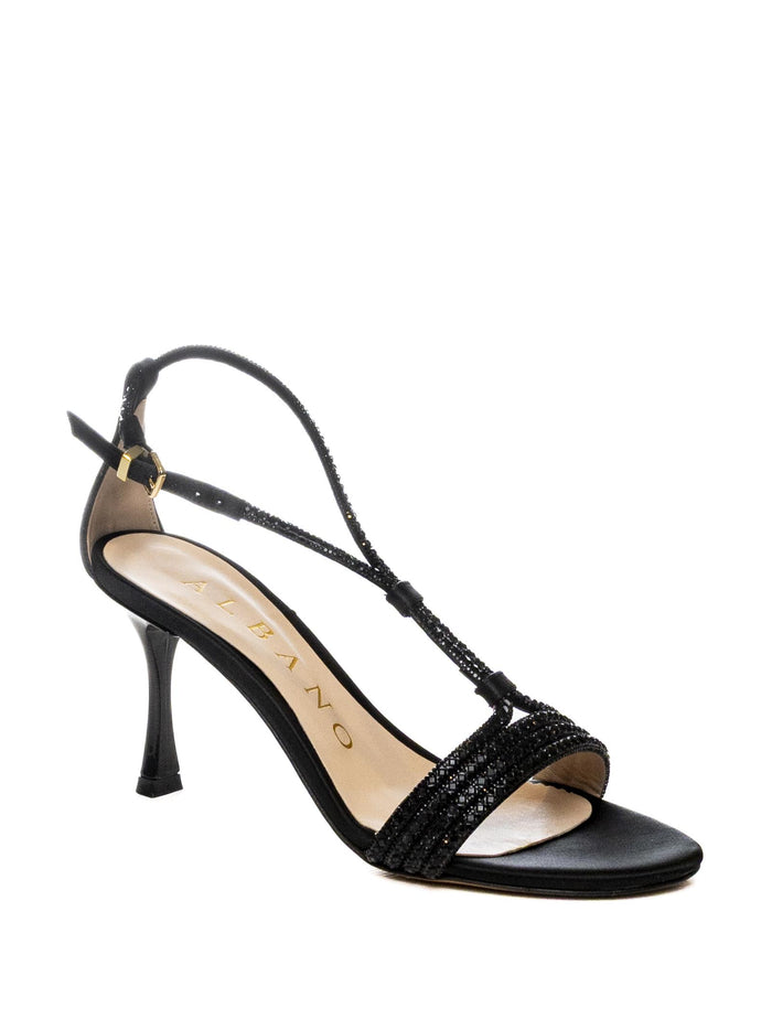 ALBANO sandalo raso strass nero 5520 RASO-NERO