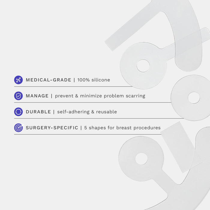 Scar Fx silicone sheets for breast procedure scars, breast anchor pair