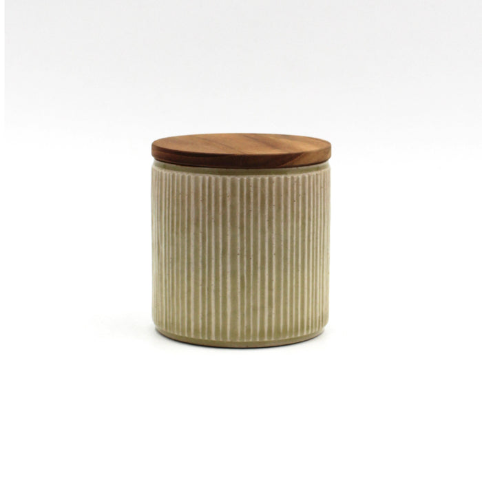 Shinogi Striped Canister With Teak Lid