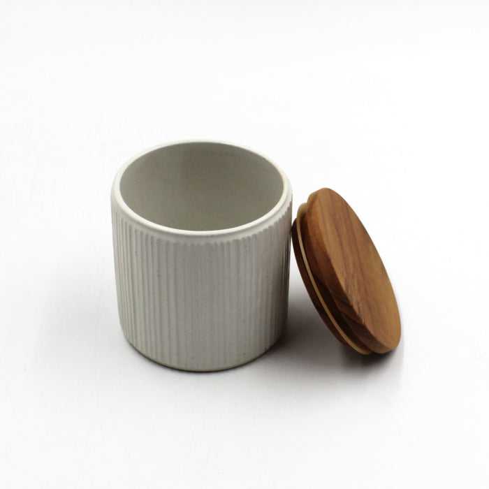 Shinogi Striped Canister With Teak Lid