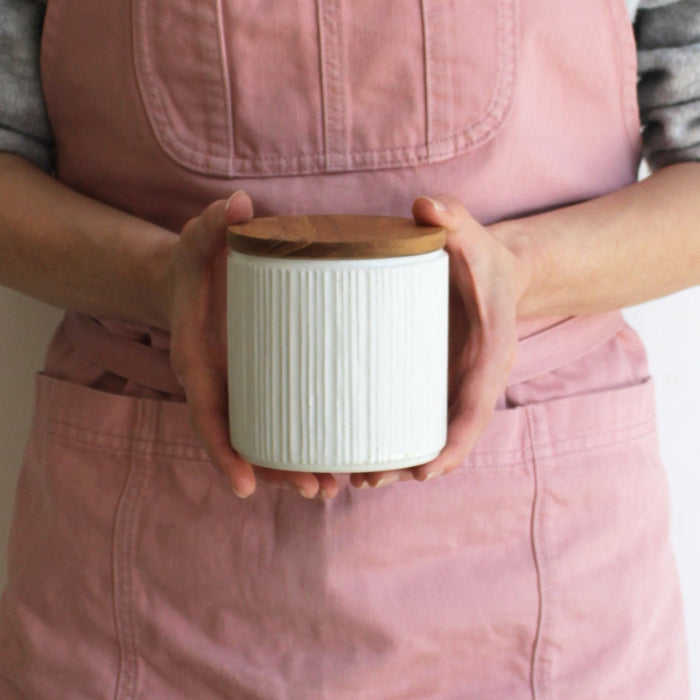Shinogi Striped Canister With Teak Lid