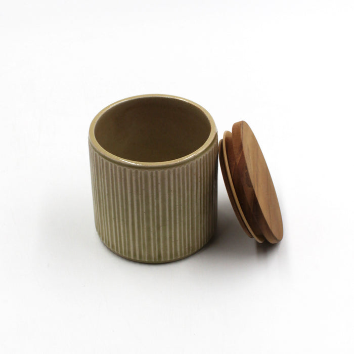Shinogi Striped Canister With Teak Lid