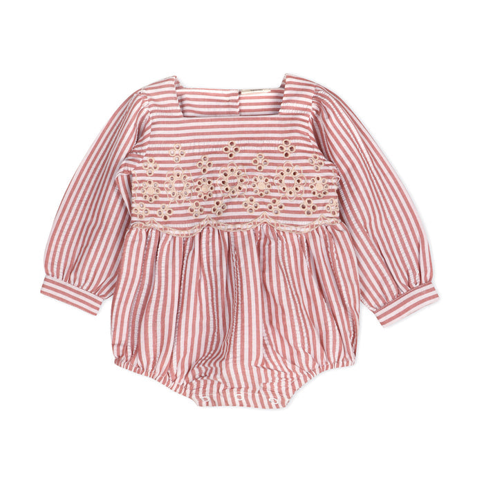 Siena Striped Embroidered Baby Romper & Headband Set (Organic Cotton)