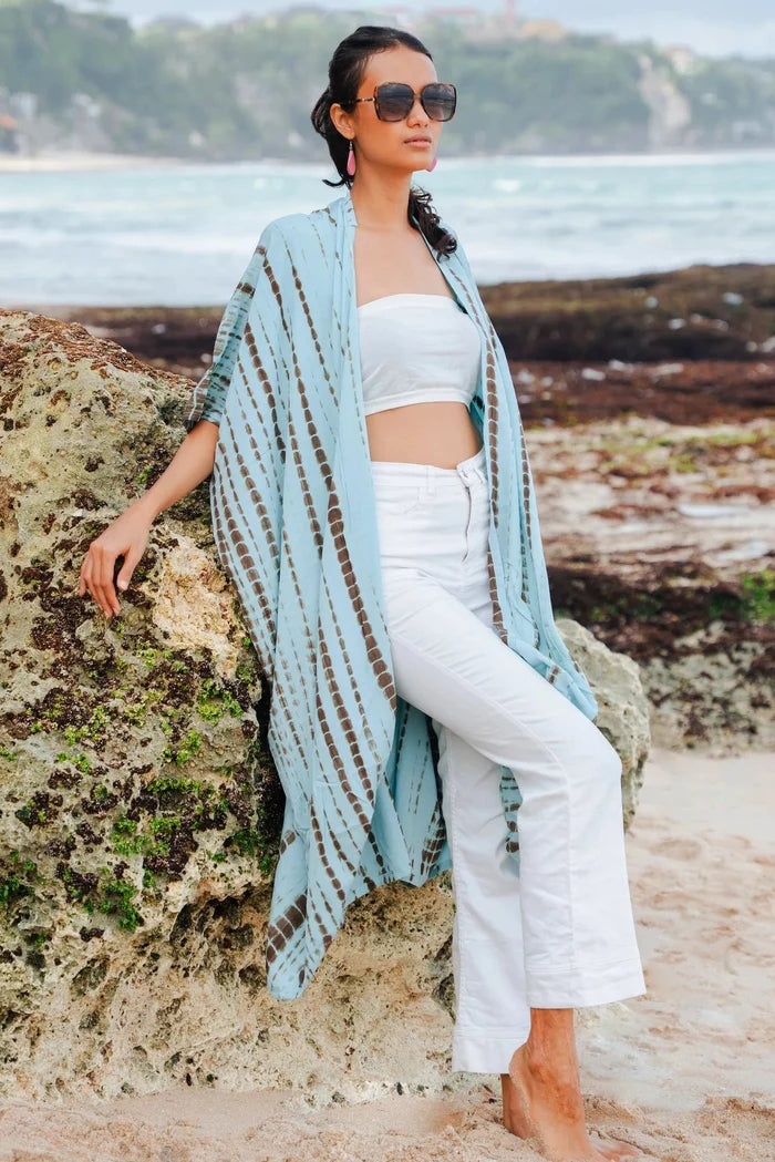 Simple Bone Tie Dye Kimono