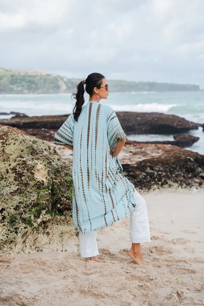 Simple Bone Tie Dye Kimono