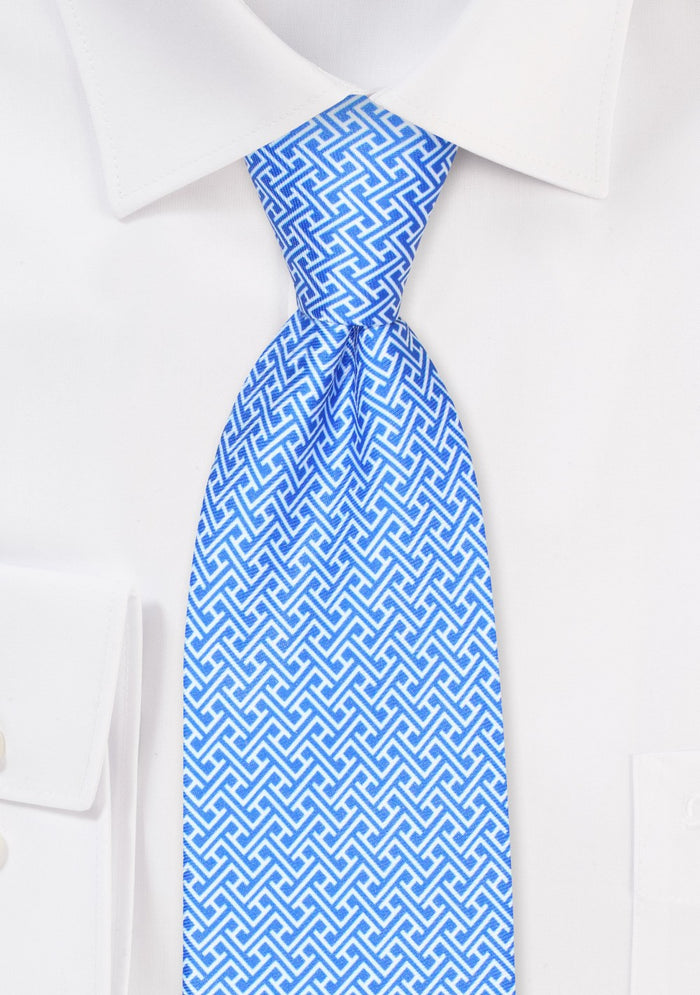 Sky Blue Geometric Print Tie