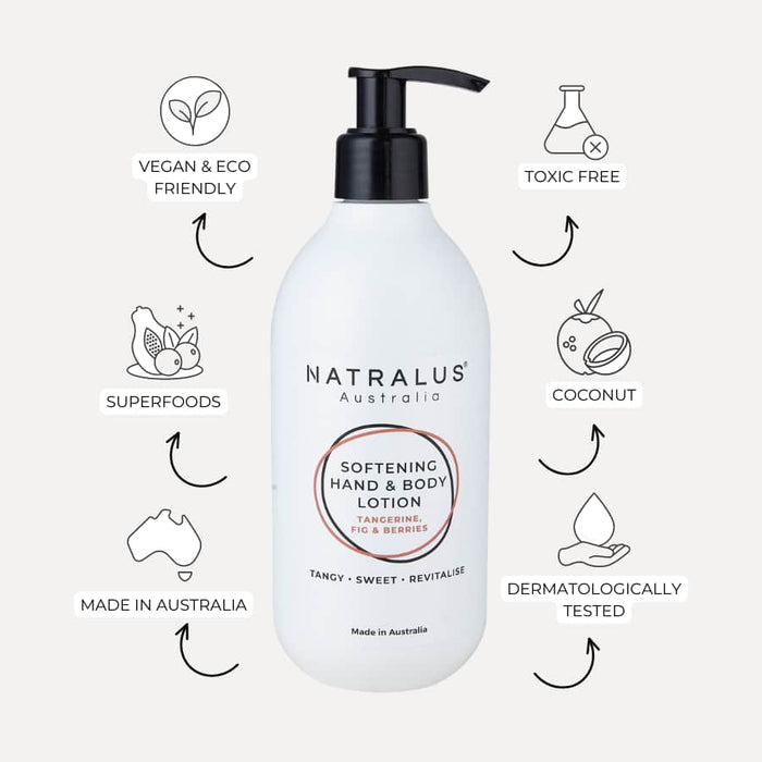 Natural Softening hand and body lotion with tangerine and fig fragrance