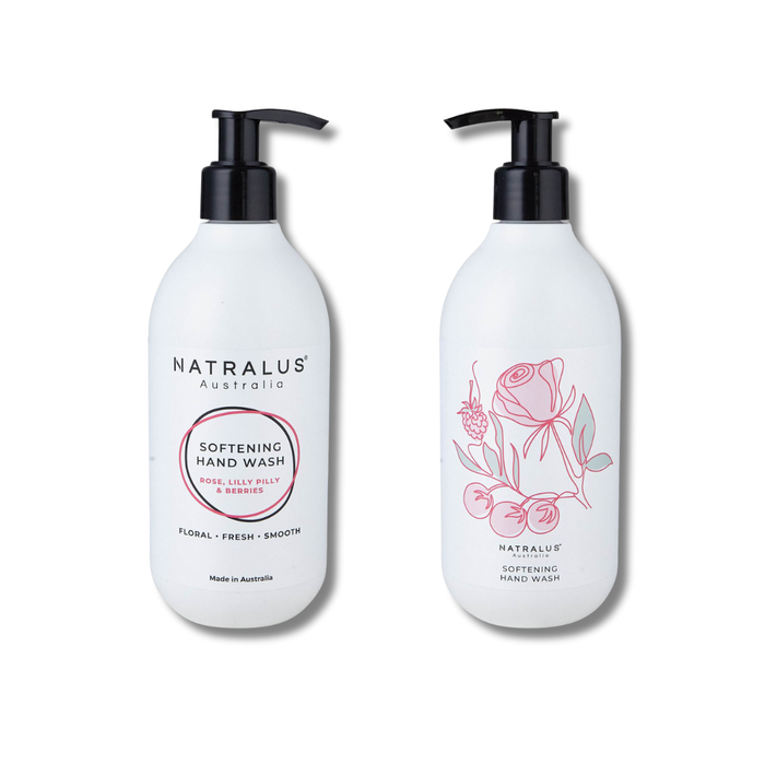 Natralus Softening Hand Wash Rose & Lilly Pilly – natural sulphate-free hand wash with coconut-derived cleansers, locks in moisture, stylish peel & reveal design – Australian skincare