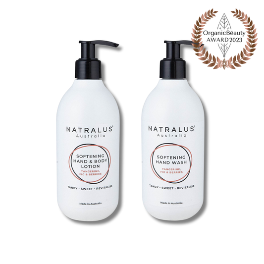 Natralus Softening Wash & Lotion Duo – Tangerine, Fig & Berries natural hand wash and lotion set in Australia
