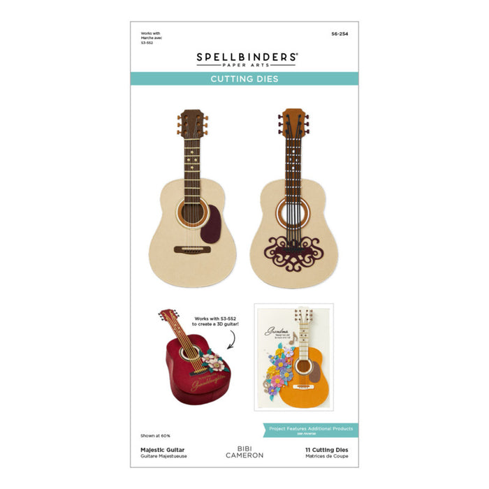 Spellbinders - Die - Bibi's Musical Notes - Majestic Guitar. Available at Embellish Away in Bowmanville Ontario Canada.