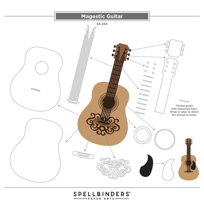 Spellbinders - Die - Bibi's Musical Notes - Majestic Guitar. Available at Embellish Away in Bowmanville Ontario Canada.