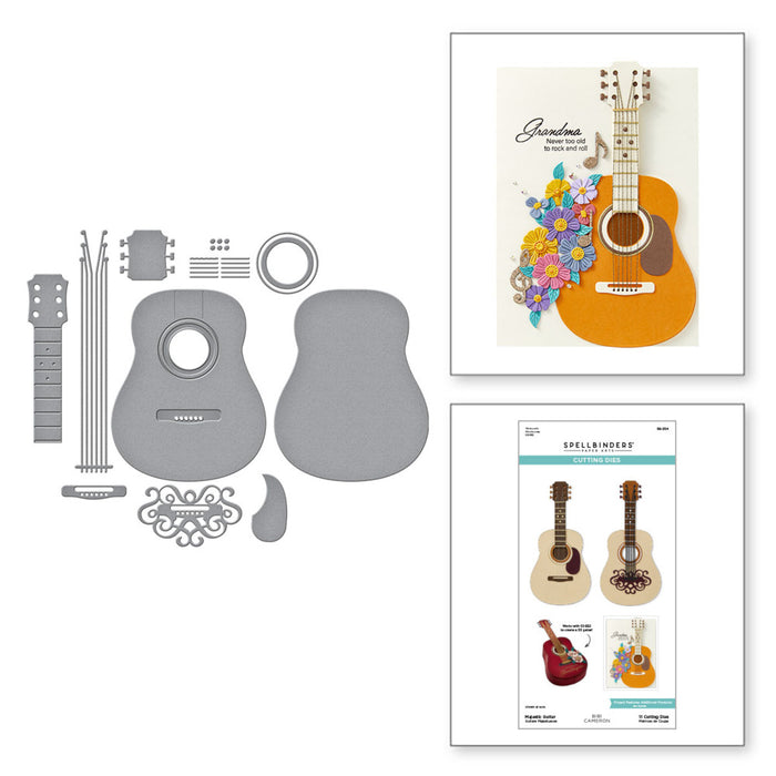 Spellbinders - Die - Bibi's Musical Notes - Majestic Guitar. Available at Embellish Away in Bowmanville Ontario Canada.