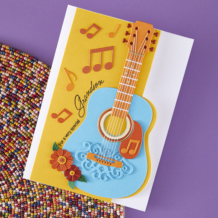 Spellbinders - Die - Bibi's Musical Notes - Majestic Guitar. Available at Embellish Away in Bowmanville Ontario Canada. Example by brand ambassador.