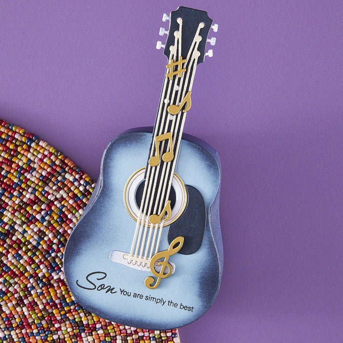 Spellbinders - Die - Bibi's Musical Notes - Majestic Guitar. Available at Embellish Away in Bowmanville Ontario Canada. Example by brand ambassador.