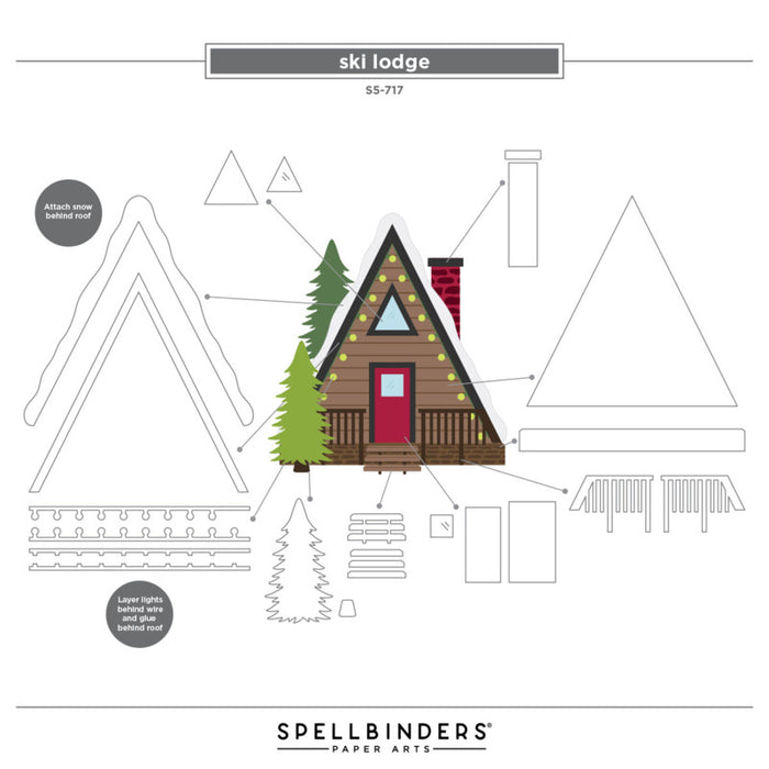 Spellbinders - Die - Ski-son's Greetings - Ski Lodge. Available at Embellish Away in Bowmanville Ontario Canada.