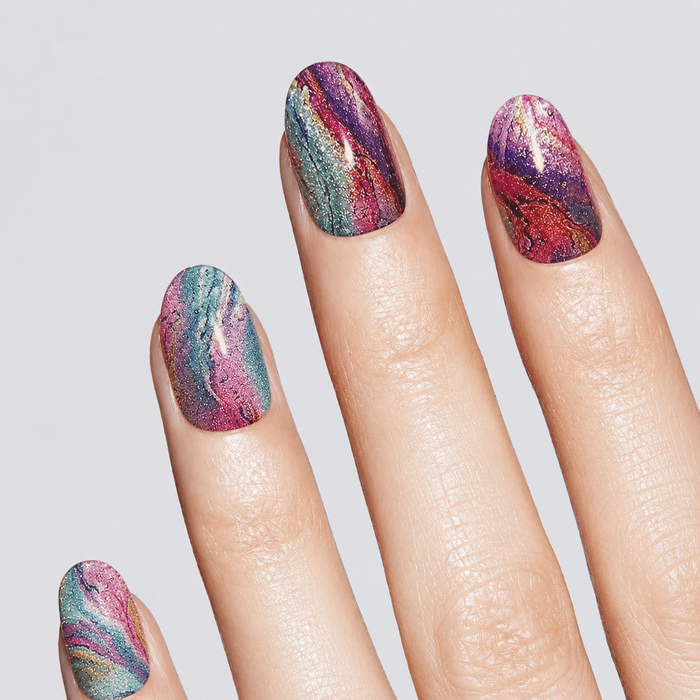 Rainbow Glitter UV Gel Nail Stickers - Multicolor Sparkling Rainbow Nail Art Wraps