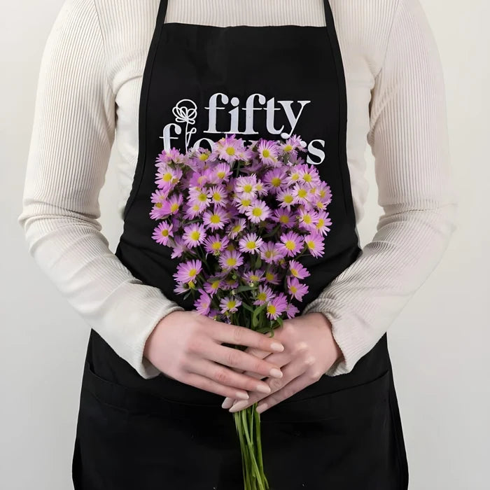 Sugar Plum Pink Spray Aster Flowers Apron - Image