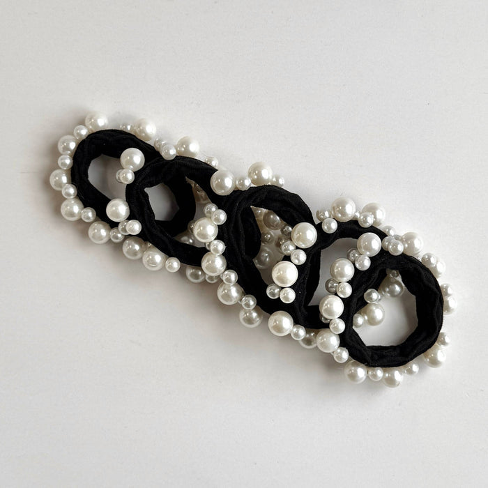 Textured Seamless Pearl Hair Ties (Set of 5): Assorted