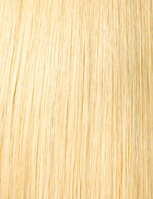 OUTRE 34 inch synthetic lace front wig long straight platinum blonde strands close up texture