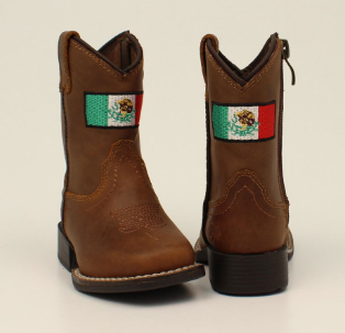 Toddler Ariat A441002602 LIL'STOMPERS Mexican Flag Medium Brown Boot *Closeout*