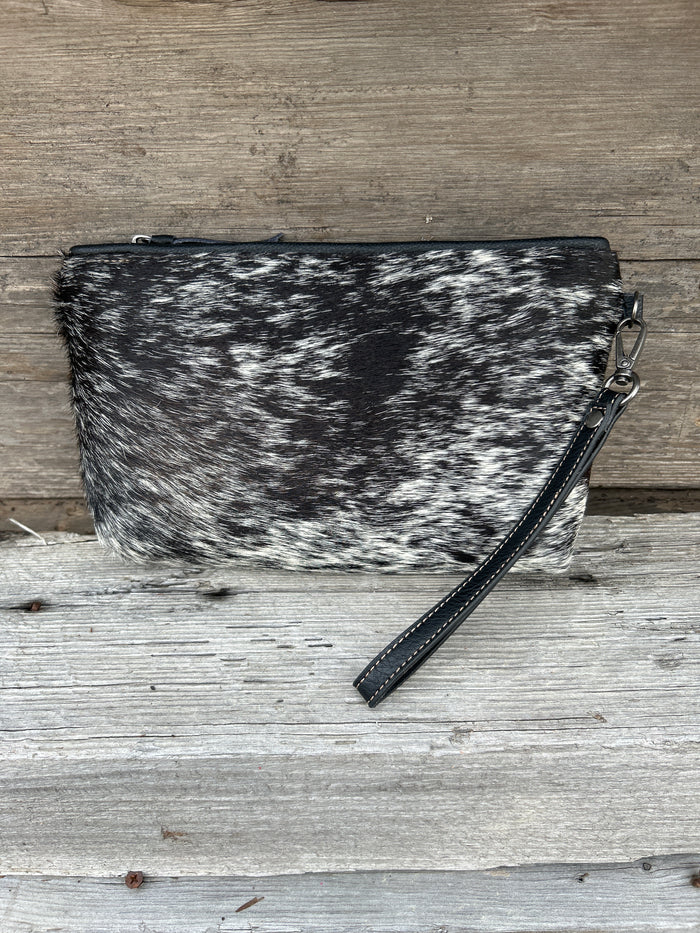 Top Notch Accessories Cowhide and Black Leather Wristlet or Crossbody Bag