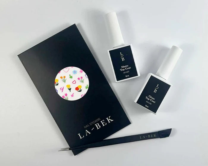 Tulip Garden nail decals styled on a manicure