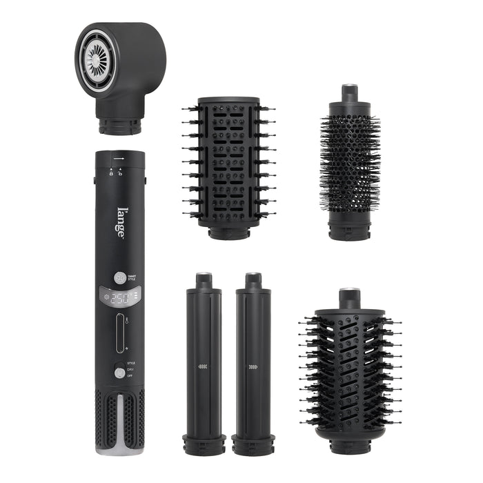Black TurboStyle base and five attachments on white background