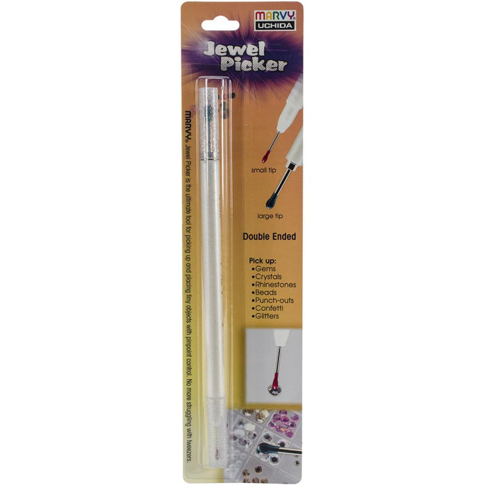 Uchida - Jewel Picker Double Ended. Great for jewel making, beading, scrapbooking, paper crafts and more. Easy to pick up gems, crystals, rhinestones, beads, punch outs, confetti and glitters! Contains one jewel picker with a small tip and a large tip. Available at Embellish Away located in Bowmanville Ontario Canada.