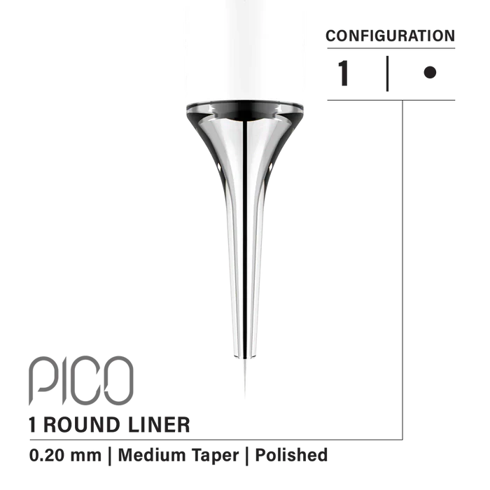 Vertix Pico Round Liner  1 / 0.20 mm Long Taper (20 pack) Supreme Permanent