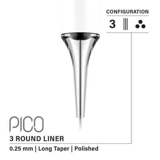 Vertix Pico Round Liner  3 / 0.25 mm Long Taper (20 pack) Supreme Permanent