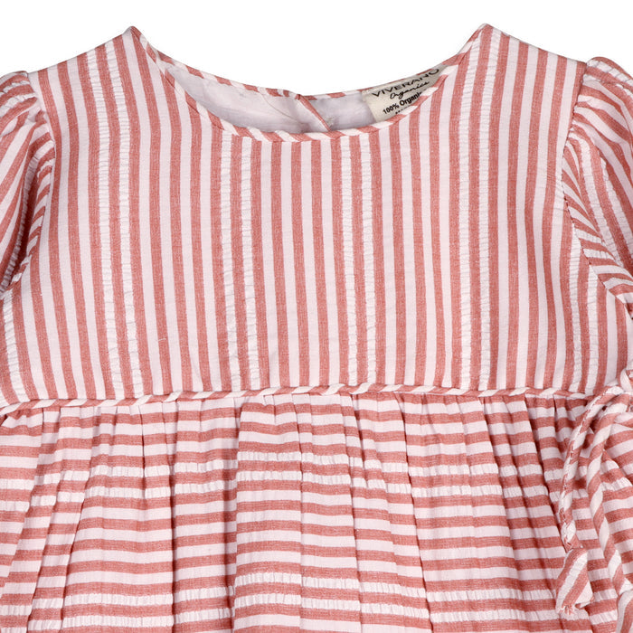 Vivienne Striped Embroidered Baby Dress & Bloomer Set (Organic Cotton)