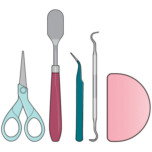 We R Memory Keepers - Value Vinyl Tool Kit. Everything you need to weed and apply vinyl! Includes: precision scissors, spatula, tweezers, weeding tool and scraping tool. Available at Embellish Away located in Bowmanville Ontario Canada.