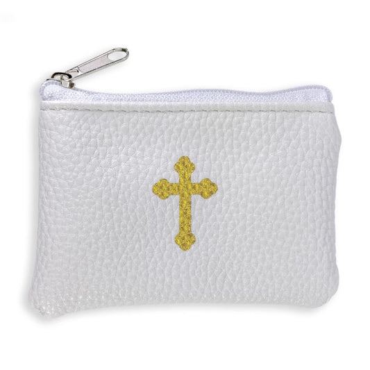 White Cross Rosary Pouch