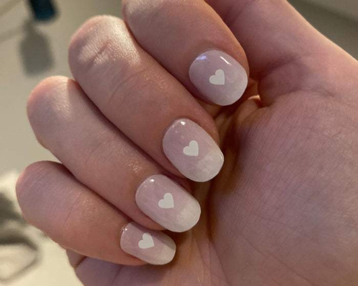 White Hearts Nail Art Decals