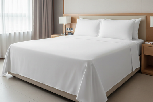 White Plain Bed Sheet Set - Full Bed Lifestyle Photo