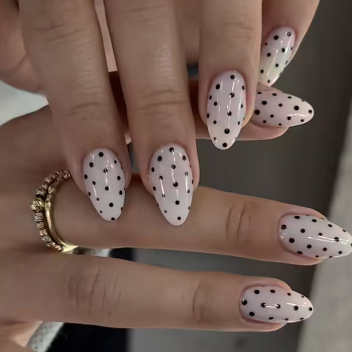 White Polka Dots | Medium Almond | EASY PRESS™