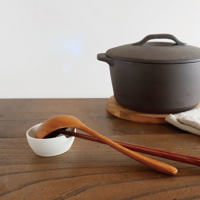 White Porcelain Ladle and Utensil Stand