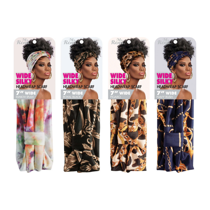 Wide Silky Headwrap Scarf Pattern [Assorted Color] #3672