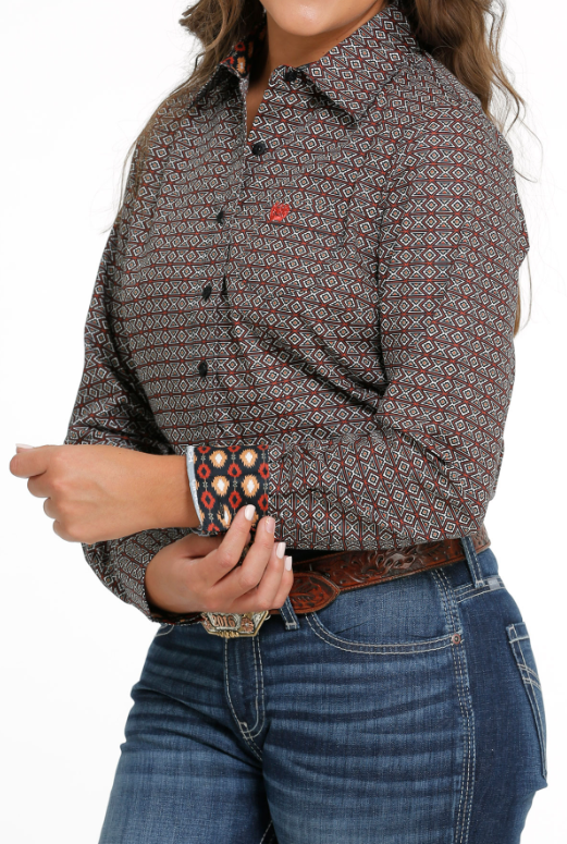 Women's Cinch MSW9164207 Multi-Colored Print Button Down Western Shirt CLOSEOUT
