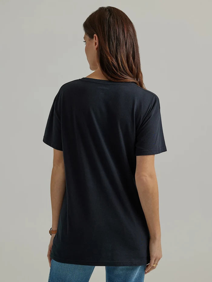 Women's Wrangler Long Live Cowboys Black Short Sleeve Tee Shirt
