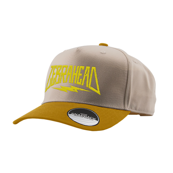 ZEBRAHEAD - "Lightning Logo" (Beige/Amber Gold) (Curved Visor - Snapback Cap)