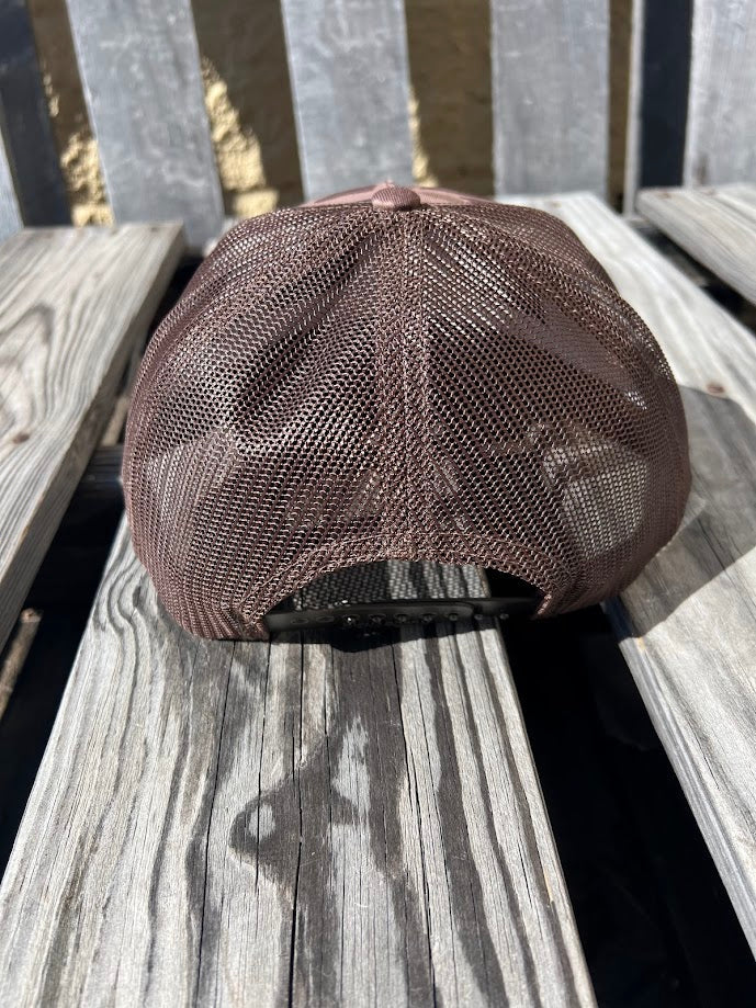 Zep-Pro Old School Bark Duck Camo Leather Mallard Patch Richardson 112 Woven Mesh back and Adjustable Snapback  for comfortable back. Back view